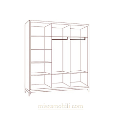 Шкаф 3-х дв. для платья и белья с зеркалом