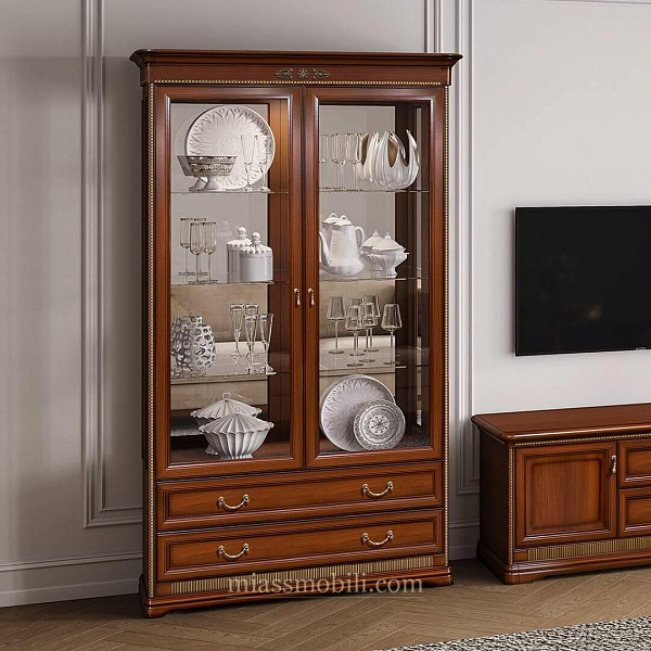 Шкаф 2-х дв для посуды с зеркалом