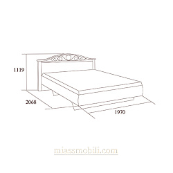 Кровать двойная (1800х2000) без ножной спинки с ящиком и КЭ №2  Екр 4338